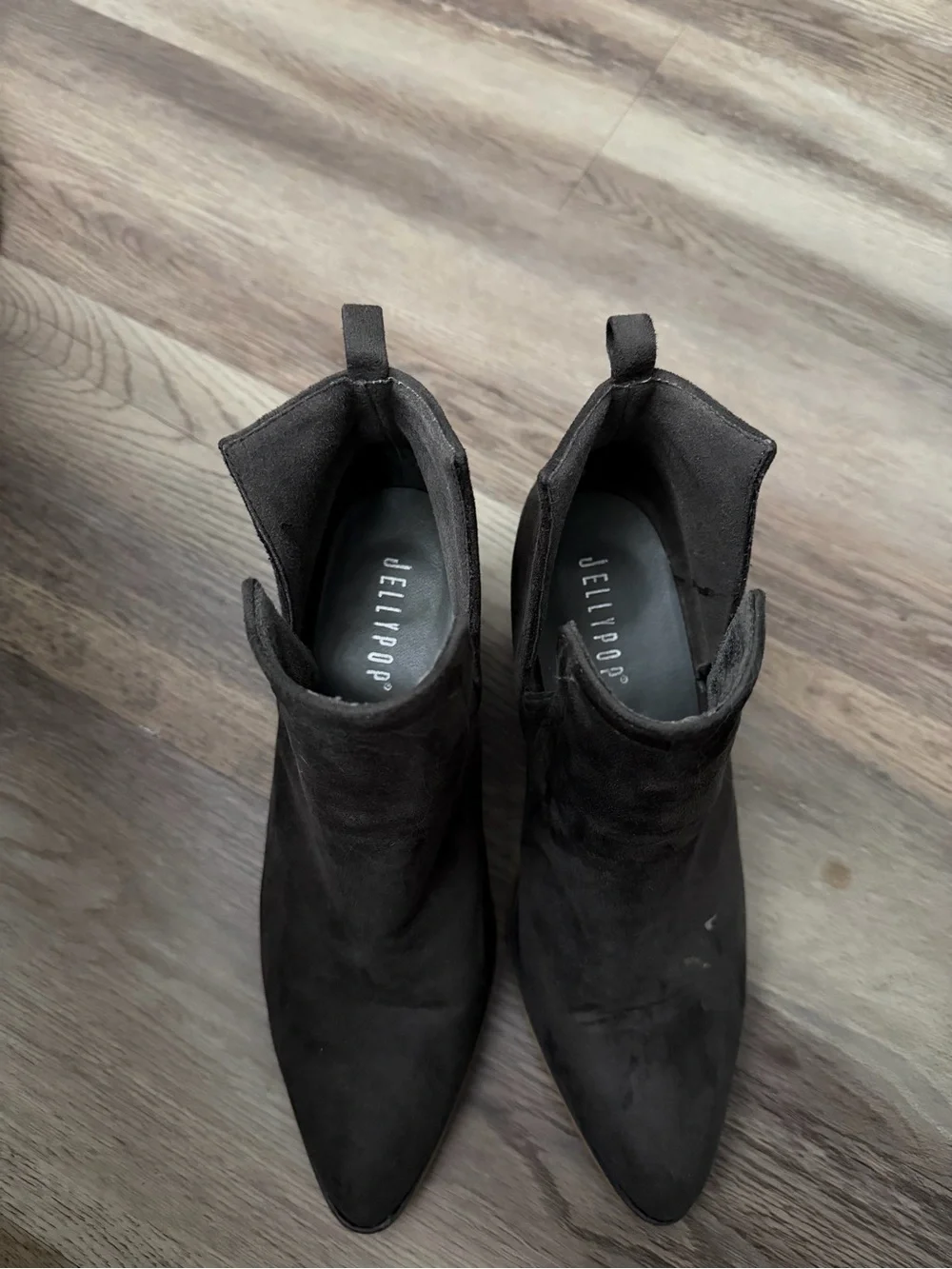 Jellypop Black Suede Pointed Ankle Booties